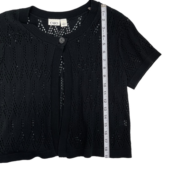 Cato Cut Out Open Front Short Sleeves Cardigan Black Size Large - Picture 4 of 7